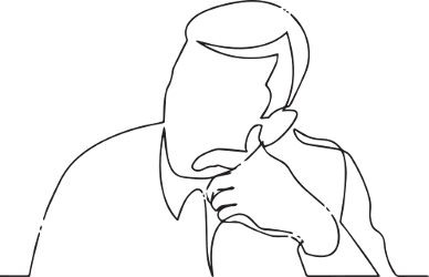line drawing of man thinking